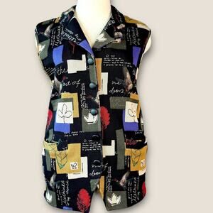 Supply & Demand Vintage Patchwork Button Up Knit Cardigan Vest Women Size L USA